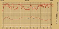 そこそこ気合いを入れて走ったので平均的には高めの心拍数