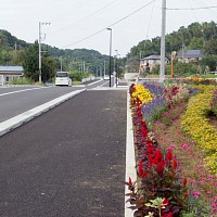 １％程度の緩い坂。ここで本日の最高速45キロ