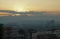 富士山は雲の中。見えてもぎりぎりだが